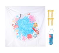 Baby Beach Pool - Foldable Sand Pool for Beach with Storage Bag,2-in-1 Cartoon Water Toy Portable Travel Mat with Ground Spikes for Sand Lake Garden Outdoor Family Park Backyard Camping Picnic