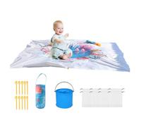 Baby Beach Pool, Portable Kids Beach Play Pool Puddle Toddler Beach Blanket and Kiddie Pools Blue Cartoon Childs Sand Pit Paddling Pools with Water Bag for Girl Boy Outdoor Camping (square:2m*2m)