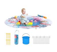 Baby Beach Pool, Portable Kids Beach Play Pool Puddle Toddler Beach Blanket and Kiddie Pools Blue Cartoon Childs Sand Pit Paddling Pools with Water Bag for Girl Boy Outdoor Camping (round:1.4m*1.4m)