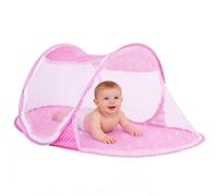 Baby Beach Tent,Portable Foldable Mosquito Net, Portable Folding Infant Bed Canopy Netting Tent for Baby Crib Two Way Zipper Breathable Mesh Comfortable Easy Storage Cotton Polyester Mesh (Pink)