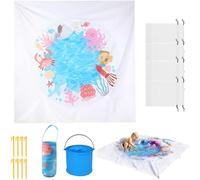 Baby Beachss Poolss, Foldable 2-in-1 Kiddie Pool and Beach Blanket, Portable Beach Puddle Pool Toddler, Includes Carry Bag & Stakes, Beach Puddle for Outdoor Picnic Vacation (2mx2m)