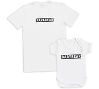 Baby Bear Baby Gift Set - Set of 2 - Father & Baby Matching Set - Dad & Baby - Gift for Daddy Him Dad White