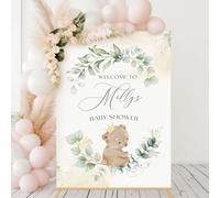 Baby Bear Baby Shower Welcome Sign, Eucalyptus Welcome Sign, Greenery Baby Shower Decorations, Foamboard Sign, A4, A3, A2, A1