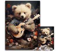 Baby Bear with Guitar Jigsaw Puzzles for Adults 1000 Piece Challenging Puzzles Challenging Brain Teaser for Teenagers Family Game Night Fun 1000 PCS(75x50cm)