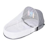 Baby Bed for 0-12 Months, Semi-Closed Foldable Cradle with Zip, Breathable Mesh Grids, Hanging, Comfortable Washability, Ideal Play Mat for on the Go (Grey, 45 x 40 cm)