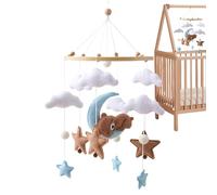 Baby Bed Mobile for Cradle - Baby Bed Mobile for Bed - Soothing Bear Felt Cloud Mobile Children's Room Decoration for Bedroom Pram Changing Station