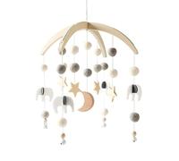 Baby Bed Mobile Wind Chime Baby Crib Mobile Wind Chime Boho Crib Mobile with Wool Balls Wooden Baby Mobile Mobile Crib Children's Room Hanging Bed Bell for Boys Girls