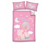 Baby Bedding Peppa Pig Big Sister 100 x 135 cm + Pillow 40 x 60 cm Girls | Reversible bed linen, 100% cotton, Oeko-Tex, starry sky, moon, rainbow, heart tree, pink, gift birth