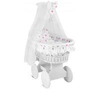 BABY BEDDING SET ONLY to fit MOSES BASKET WICKER CRIB PILLOW DUVET PINK GREY STARS