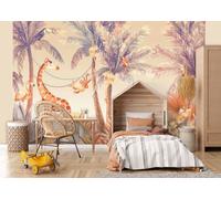 Baby bedroom wallpaper 10x7ft palms animals orange wall mural 312x219cm