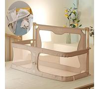 Baby Bedside Sleeper,120x50cm,Portable Crib,cosleeper for baby in bed,co sleeper bassinet attach to bed,baby bedside crib,One-key flip up the fence,baby bed with rails,Crib Stationary,bed in bed ( Col
