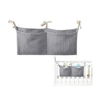Baby Bedside Storage Bag, Baby Bedside Bag, Portable Bedside Bag, Nappy Cot Organiser, Multipurpose Organiser Bag for Baby Bedding with 2 Pockets for Nappy and Baby