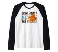 Baby Before The Turkey Funny Thanksgiving Baby Boy Reveal Raglan Baseball Tee