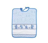Baby Bib for Embroidery Teddy Bear - for kindergarten and kindergarten with ethamine band to embroider the name Cotton 100% Made in Italy (AZZURRO)