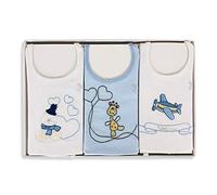 Baby Bib Mio Piccolo 3 Bibs Embroidered 100% Cotton 3032 Unica sky blue