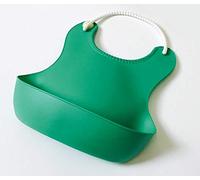 Baby Bib Silicone Young Children Bib Plastic Eating Pocket Waterproof Baby Stereo Saliva Green