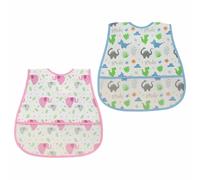 Baby Bib Wipe Clean Baby Feeding Bibs with Food Scraps Catcher Pocket Soft Adjustable Snaps Feeding Bib Unisex Infant Bibs Ideal for Messy Meal Times Activities Assorted Design L35xW28cm (1Pc)