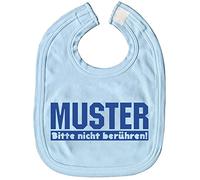 Baby Bib with Embroidered Pattern please don't touch. - 08453 - Light Blue
