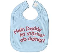 Baby Bib with German Text Funny My Daddy is stronger.. 07048 - Light Blue
