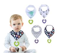 Baby Bibs Newborn Toddler Baby Bandana Dribble Bibs Super Soft and Absorbent Drooling Bib with Teether Infant Teething Bib with Snaps Toddler Bibb Teething Toy for Boys Girls Unisex Infant Toddlers