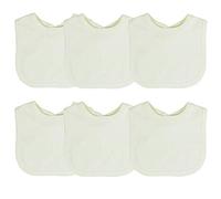 Baby Bibs Plain Cotton for Boy or Girl, White Cream Pink Blue Grey Black Navy, 3 or 6 Pack, Cream, 3 Pack