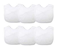 Baby Bibs Plain Cotton for Boy or Girl, White Cream Pink Blue Grey Black Navy, 3 or 6 Pack, White, 6 Pack