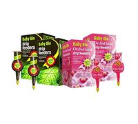 Baby Bio 4 x Drip Original & Orchid Feeders 4 x 40ml Liquid Plant Food Packs - Easy Feeding for Plants - 1 drip feeder lasts up to 1 month (2 Boxes = 8 Individual Drip Feeders)
