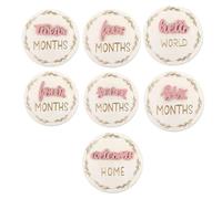 Baby Birthday Month Signs - 7 Pieces Double-Sided 3D Illustrations Baby, Decorative Discs Marking Month, Photo Cards Evolution Birth Boys Girls