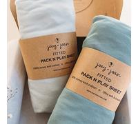 Baby Bjorn, Guava Lotus Travel Crib Sheets 24 x 42 Inch Mattress Snuggly Soft 100% Jersey Cotton Light + Dark Sage Green 2 Pack