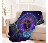 baby blanket 150x200 cm Crow Magic Tree bed blanket Lightweight Polyester Throw for Bed Sofa Car Office Camping, Warm and Durable Soft Fleece EM2130-091