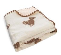 Baby Blanket Double Layer Cotton Muslin Thick Quilt Neutral Bear Pattern Soft Minky Throw Blanket (Bear)