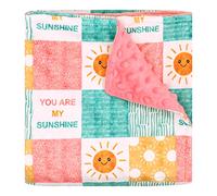 Baby Blanket for Girls, Super Soft Double Layer Mink Blankets with Dotted Backing, Sun Smile Toddler Newborn Nursery Bed Blanket, You are My Sunshine Print Throw Blanket, 30 X 40 Inches