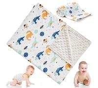 Baby Blanket for Newborns - Super Soft Breathable and Warm Baby Cot Blanket with Dotted Fleece Backing, Portable Sleeping Blanket for Newborns, Unisex, Toddlers, Boys,Girls (Dinosaur,White,75x100cm)