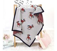 Baby Blanket Knit Toddler Blankets, Ouduo Cute Newborn Soft Touch Swaddle Sleeping Crochet Throw Blanket for Boys Girls Unisex Gift Cot Car Seat Stroller Swaddle Blanket (100 * 80cm,Grey Horse)