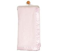 Baby Blanket, Pink Chevron Pattern, Fleece with Satin Trim, Soft and Cosy