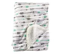 Baby Blanket Sherpa Fleece for Newborn Baby Girl Boy - Pram, Cot, Moses Basket - Green & Grey Arrows