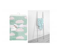 Baby Blanket Teal Cloud Design 100 Percent Polyester