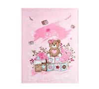 Baby Blankets, Super Soft for Boys Girls, Lightweight Fluffy Kids Blanket Unisex Newborn Gift Box for Toddler Nursery Cute Embossed Design,110x140cm (Teddy Bow Pink)