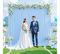 Baby Blue Backdrop Curtain for Baby Shower Parties Wrinkle Free Light Blue Curtains Backdrop Drapes Fabric Decoration for Birthday Party Photography 5ft x 7ft,2 Panels