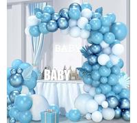 Baby Blue Balloon Arch Kit, 150pcs Sky Blue Balloon Arch Garland Kit with Metallic Light Blue Macaron Blue Confetti Balloon for Birthday Party (Macaron Blue)