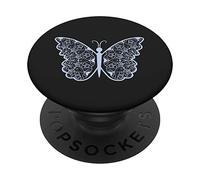 Baby Blue Black Butterfly Mandala Design PopSockets Swappable PopGrip