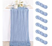 BABY BLUE ELEGANCE: Transform wedding tables with six 59ft cheesecloth runners that create a romantic, rustic ambiance for any special event SOFT GAUZE TEXTURE: Crafted from lightweight fabric with