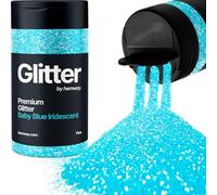 Baby Blue Iridescent Glitter Shaker, 130g Fine Glitter, Crafts 1/64" Metallic Flake Baby Blue Sequins, Resin & Epoxy Crafts, Decorating, Halloween, Christmas Nail, Face, Hemway