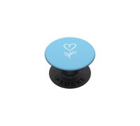 Baby Blue Minimalist Flower Heart Botanical Line Art PopSockets Adhesive PopGrip