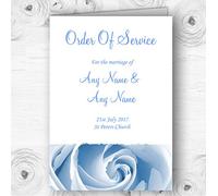 Baby Blue Pale Rose Personalised Wedding Double Sided Cover Order of Service