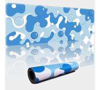 Baby Blue White Bubble XL Mouse Pad,Thicken Waterproof Large Cool Gaming Mousepad with Stitched Edge,Anime Cool Geometric Spotted Dog Mousepad Non-Slip Base Mouse Keyboard Mat 800x300x3mm