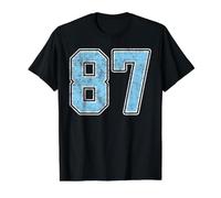 Baby Blue White Number 87 Jersey Player Uniform #87 Value Graphic T-Shirt, Men, Black, L