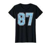 Baby Blue White Number 87 Jersey Player Uniform #87 Value Graphic T-Shirt, Women, Black, M
