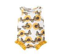 Baby Bodysuit Cartoon Butterfly Print Sleeveless Pullover Romper Newborn Sweatshirt Infant Clothes Soft Cute Summer Sleepsuits Onesies(Yellow, 3-6 Months)