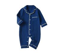 Baby Bodysuit for Boys and Girls Newborn Long/Short Sleeve Letter Print Cotton Rompers Comfortable Cute Onesies Outfit Summer Clothes Set Dark Blue